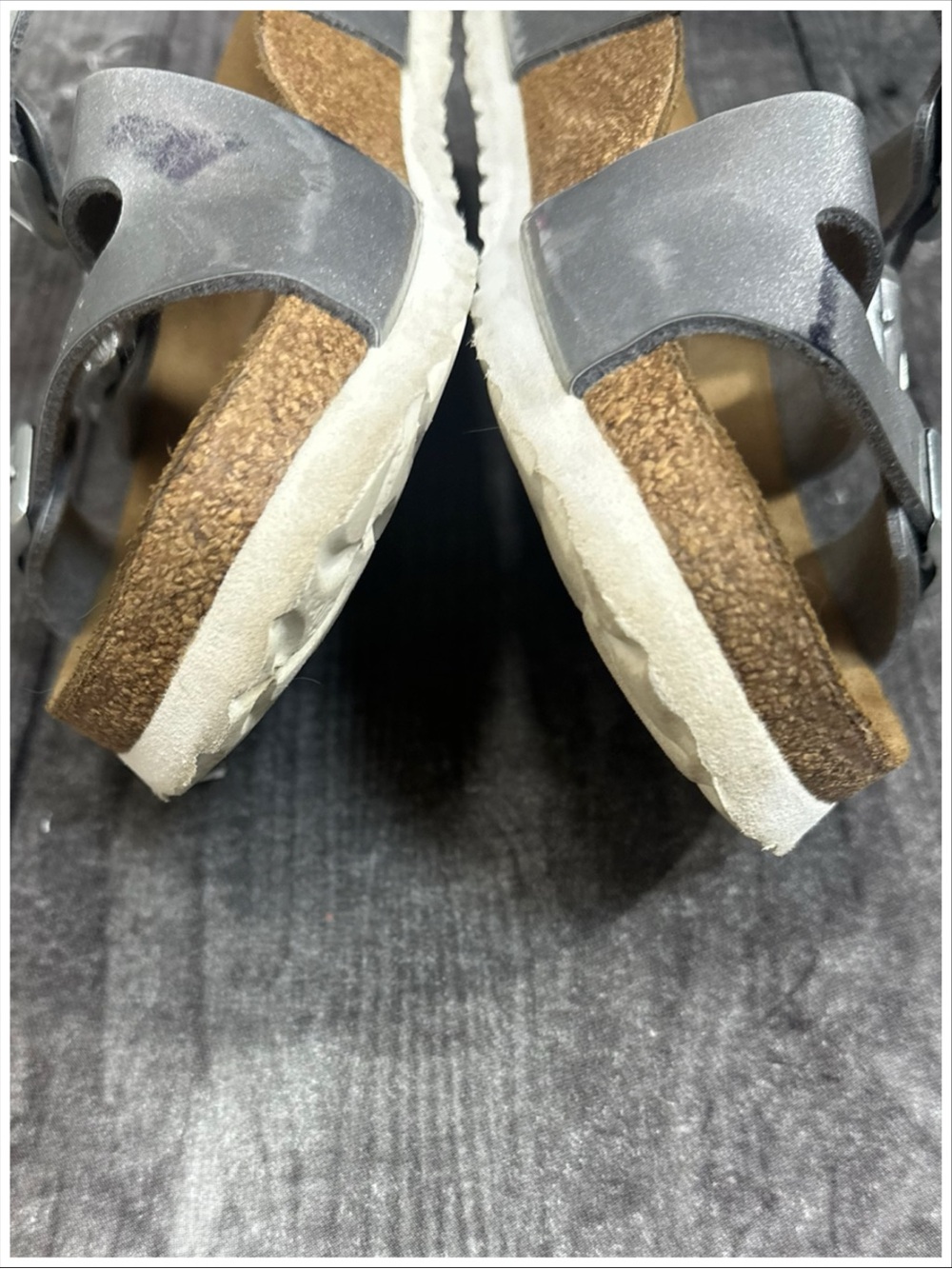 Birkenstock Betula Silver Triple-Buckle Sandals | Size 40/L9 M7 | Item #SS420 - Picture 7 of 12
